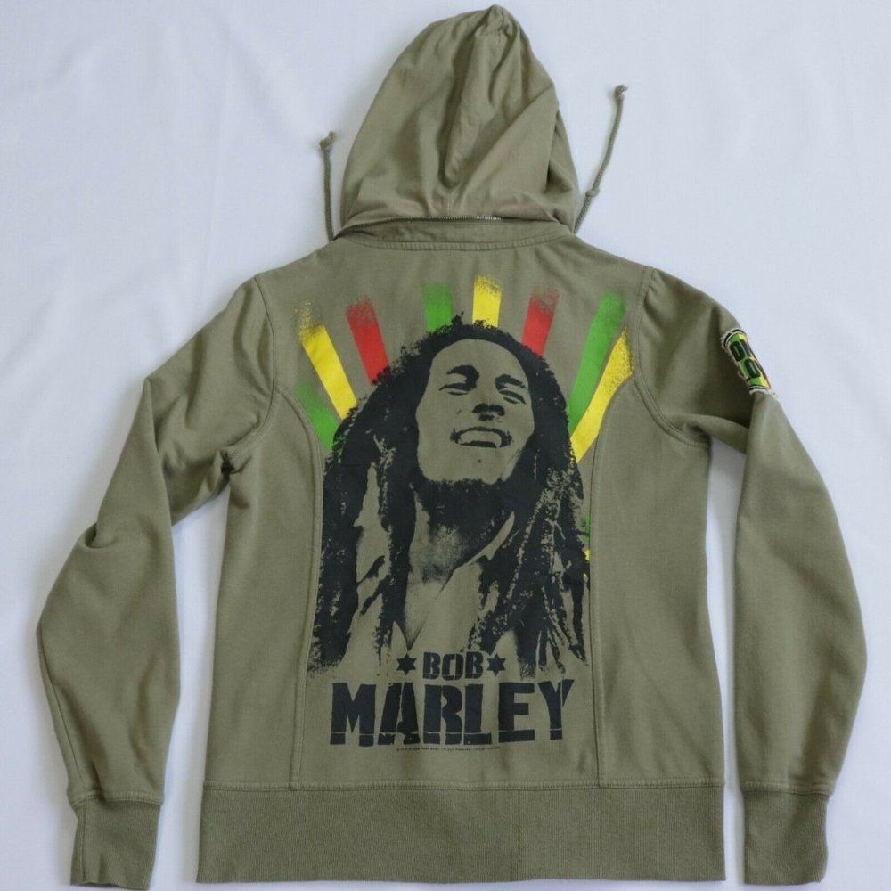 Bob Marley Medium Jacket Graphic Sweatshirt Pocket Hoodie Patches